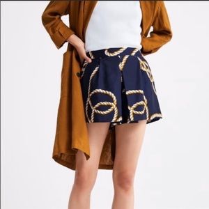 NWOT Zara High Waisted Nautical Rope Shorts